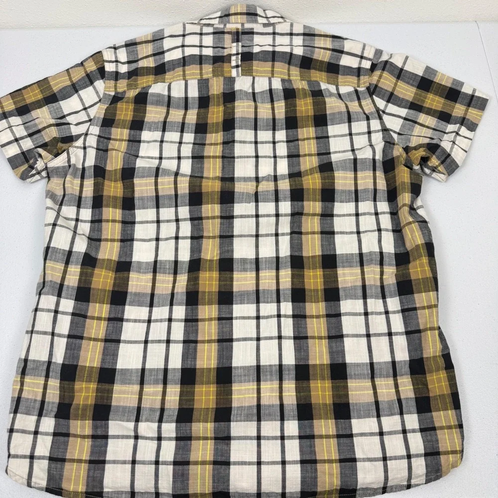 The North Face Mens Plaid Short Sleeve Button Down Shirt Black‎ Yellow Large